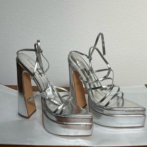 Fashion Nova High Heels size 6.5 silver worn once